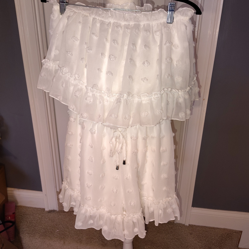 glam Small White Ruffled‎ Tiered Romper Boutique